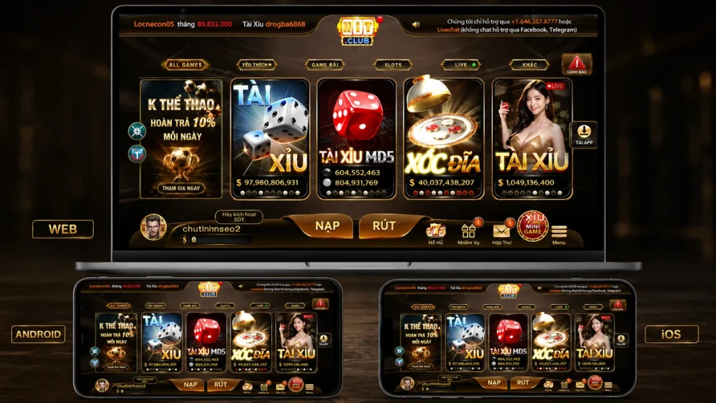 HITCLUB trên Web, Android và iOS