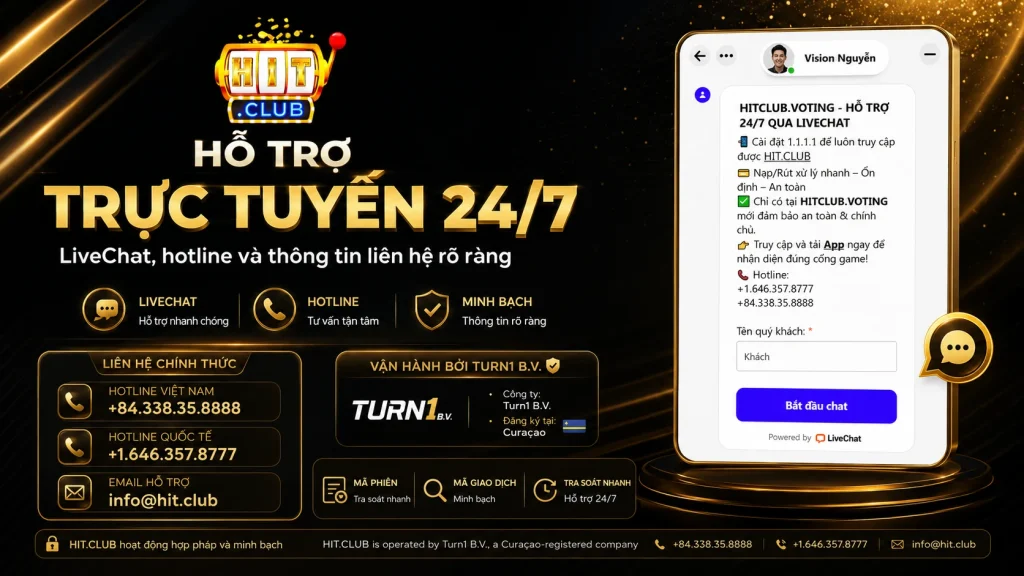 LiveChat và các kênh hỗ trợ trực tuyến của HITCLUB