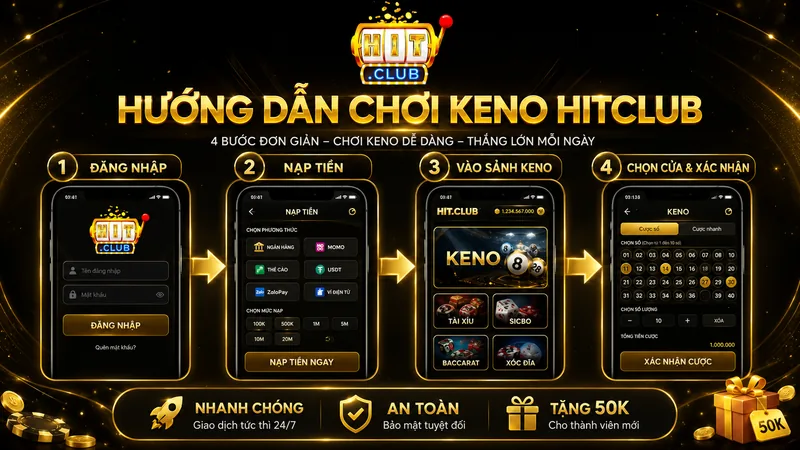 Hướng dẫn 4 bước đặt cược Keno tại HITCLUB