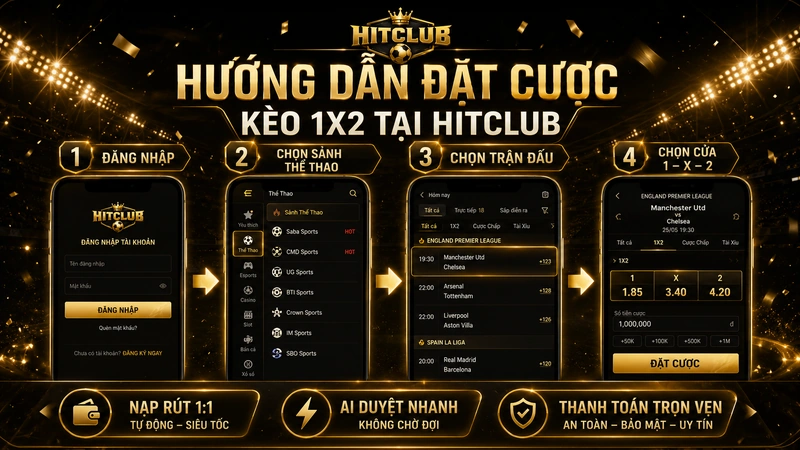 Các bước chốt vé cược Kèo Châu Âu 1X2 tại Hitclub