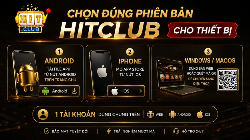Cách chọn phiên bản HITCLUB phù hợp cho Android iPhone và máy tính