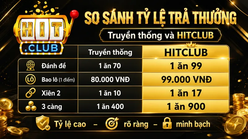 So sánh tỷ lệ trả thưởng lô đề truyền thống và HITCLUB